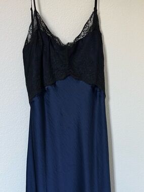 Abercrombie & Fitch Deep Navy Satin Maxi Skirt